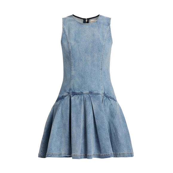 NEW Alice + Olivia Adley Denim Drop-Waist Minidress Blue Size 12 #MD1017